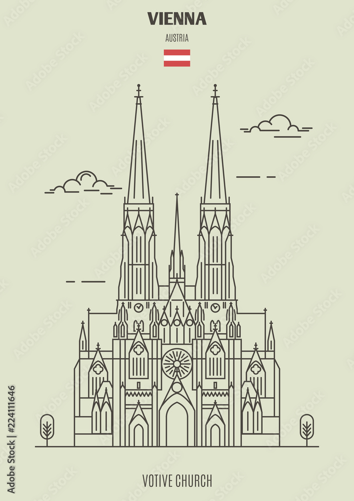 Votive Church in Vienna, Austria. Landmark icon