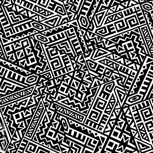 Geometric seamless pattern created in trendy ethnic style. Unique boho tile. Perfect for textile design  wrapping paper  wallpaper  site backdrop and screens background.