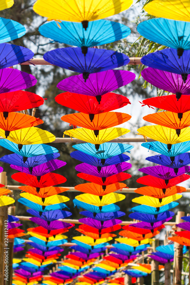 Colorful Umbrellas Floating