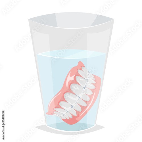 Denture in glass