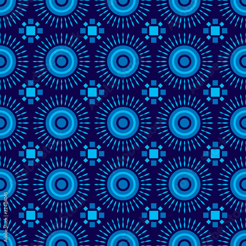Shweshwe sun pattern blue