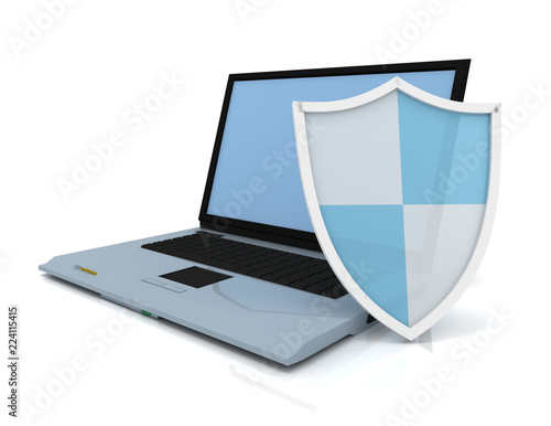 Free Download 3d laptop with shield - GFXLoad