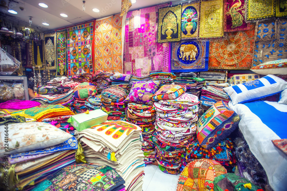 Naklejka premium Traditional clothes at the Dubai Local market, UAE