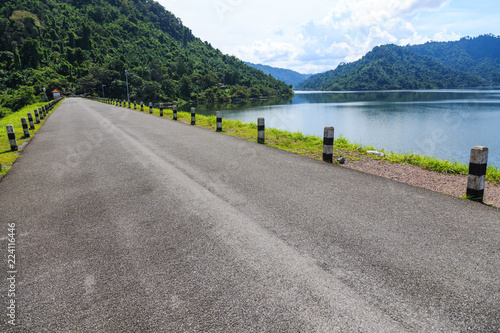 empty road on dam, background for display product