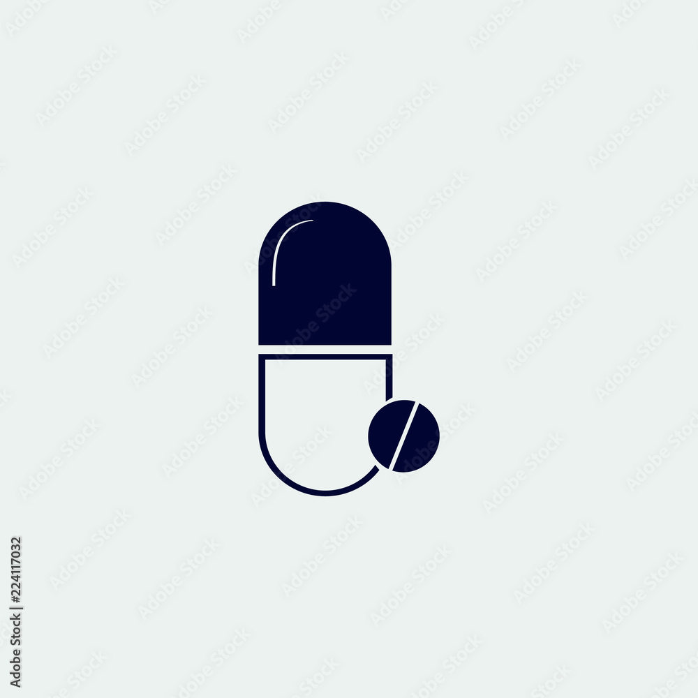 pill icon, vector illustration. flat icon pill icon, vector illustration. flat icon