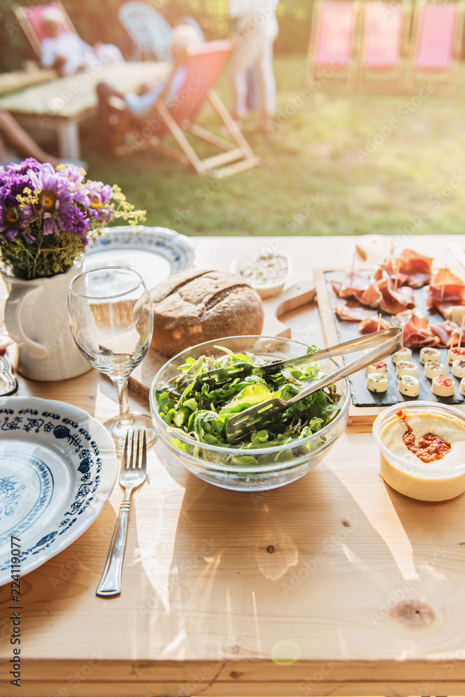 Table set for outdoor family dining Table set for outdoor family dining