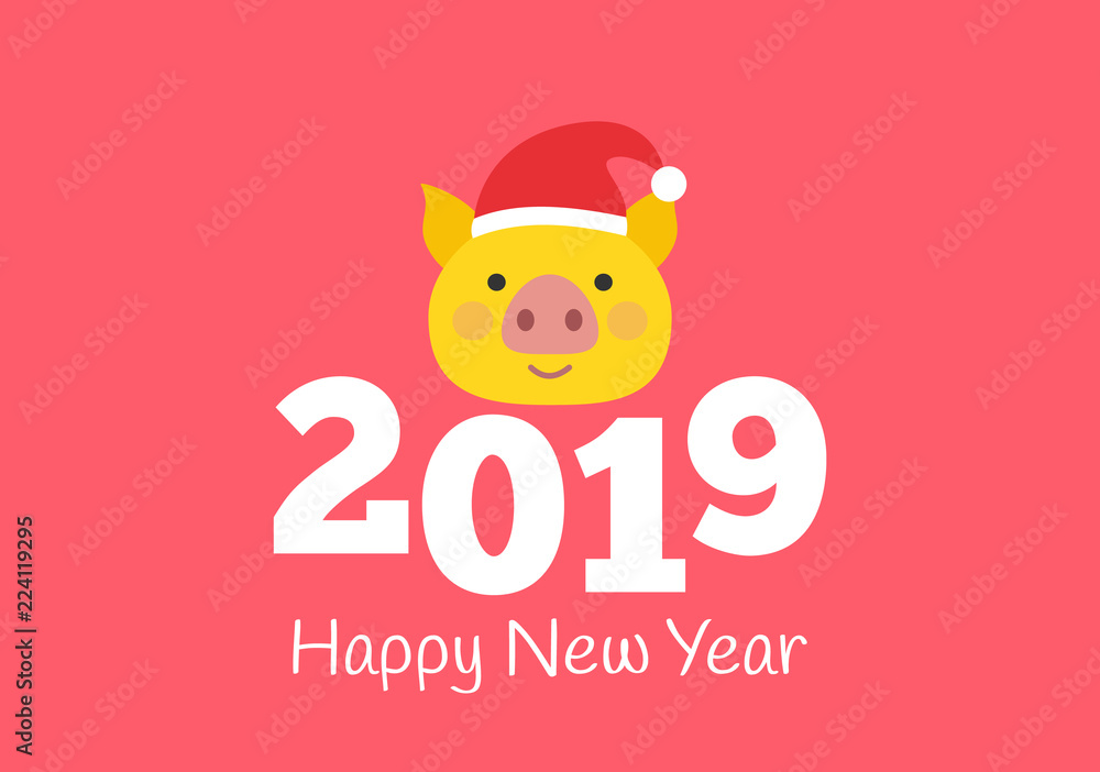 happy new year 2019 cute pig symbol background design happy new year 2019 cute pig symbol background design
