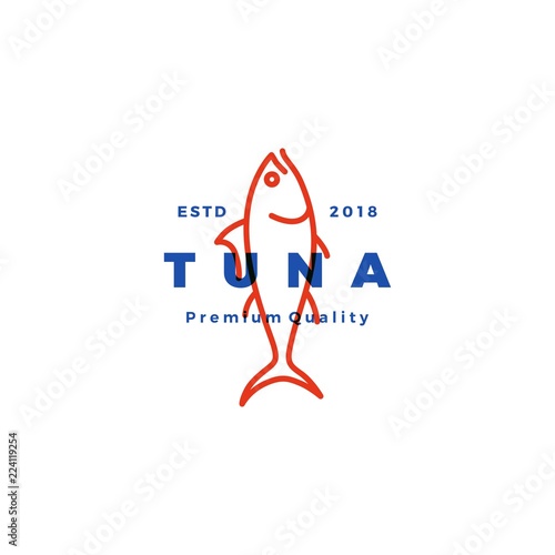 tuna fish logo emblem label seafood vector icon