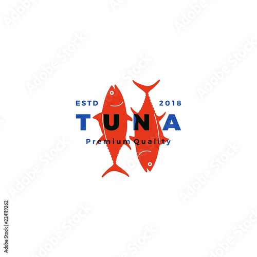 tuna fish logo emblem label seafood vector icon