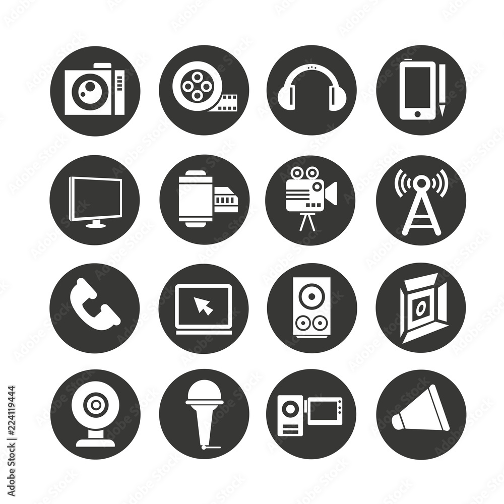 electronic device and multimedia icon set, button set electronic device and multimedia icon set, button set