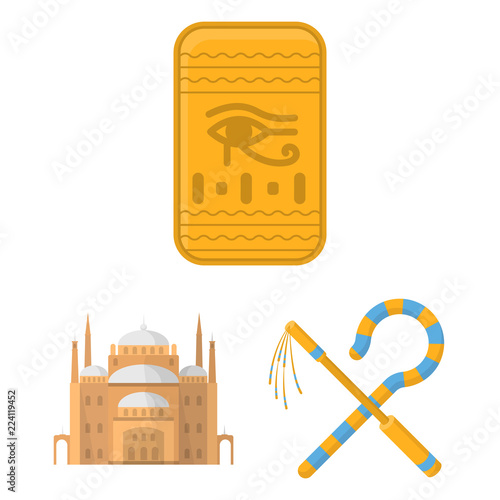 Ancient Egypt cartoon icons in set collection for design. The reign of Pharaoh vector symbol stock web illustration.
