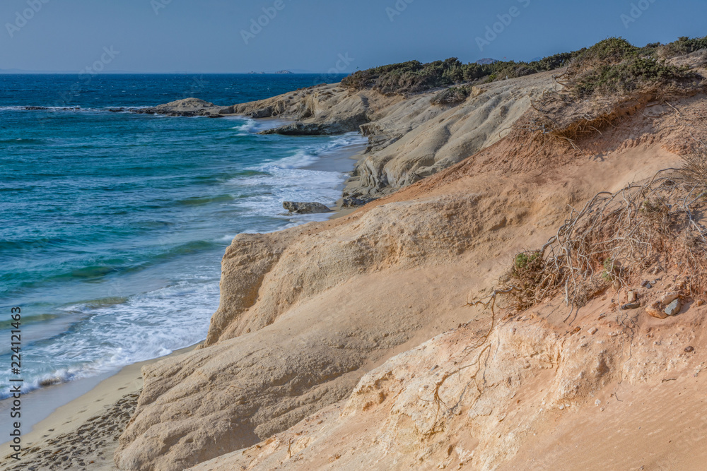 La spiaggia delle Hawaii nel promontorio di Aliko, isola di Naxos GR	