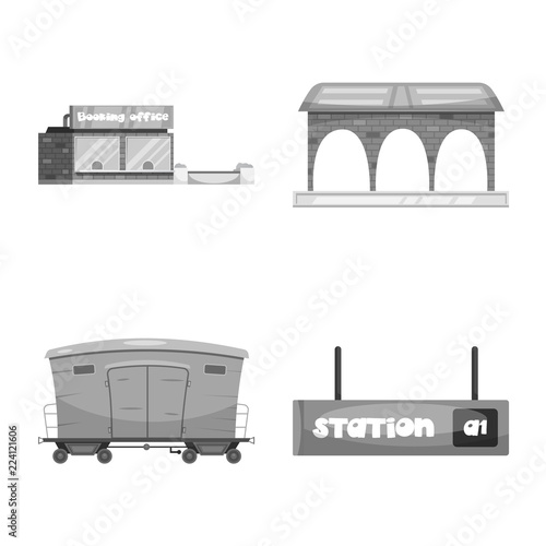 Isolated object of train and station logo. Collection of train and ticket stock symbol for web.