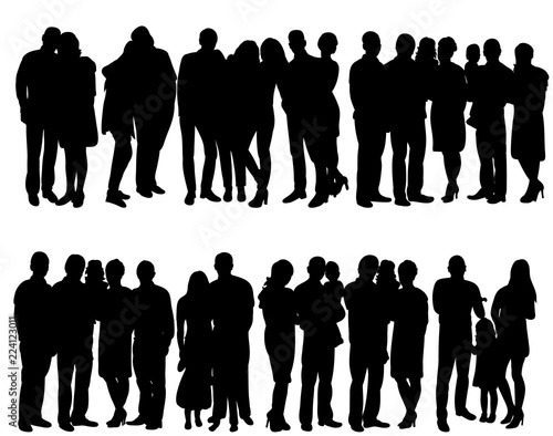 set of people crowd silhouette