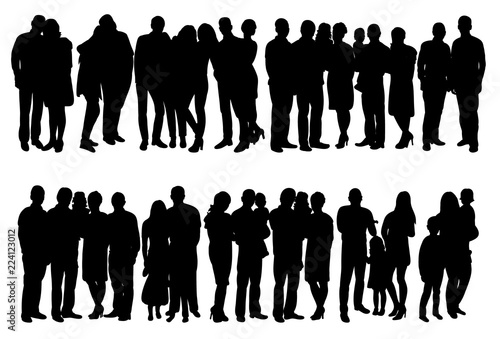 set of people crowd silhouette
