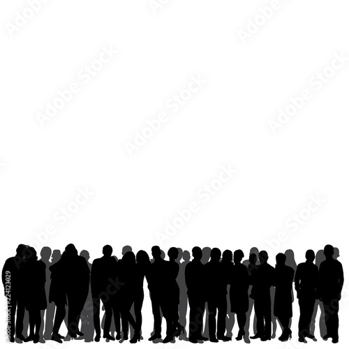 vector, isolated, set of people crowd silhouette
