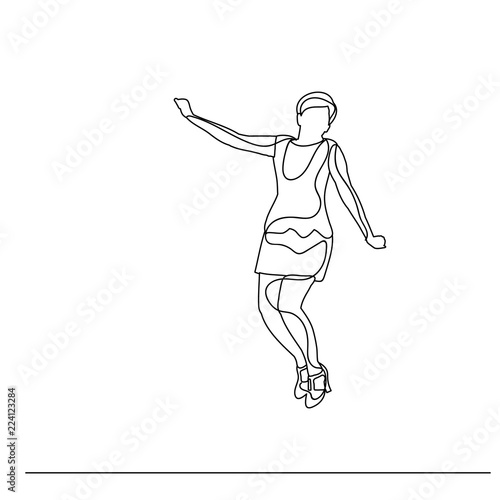 isolated  sketch  lines girl jumping  happy