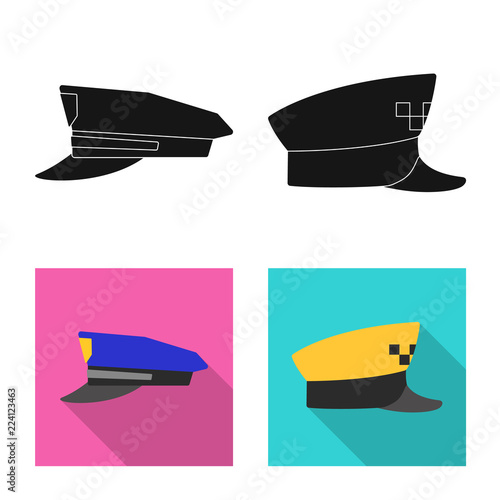 Isolated object of headgear and cap icon. Collection of headgear and accessory stock vector illustration.