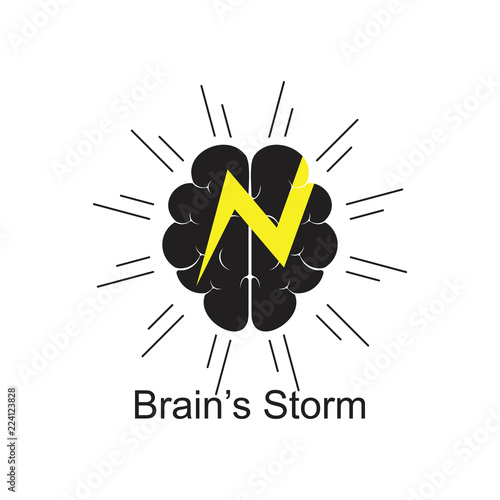 letter n thunder brain storm symbol vector