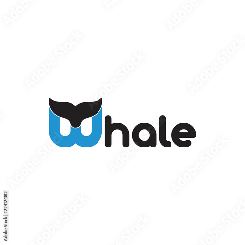 letter w whale symbol logo vector