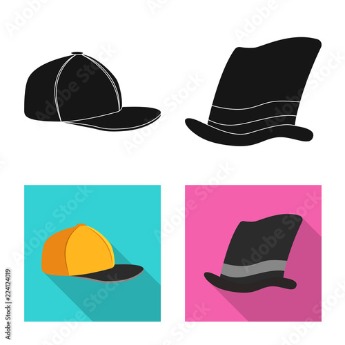 Isolated object of headgear and cap logo. Set of headgear and accessory stock vector illustration.