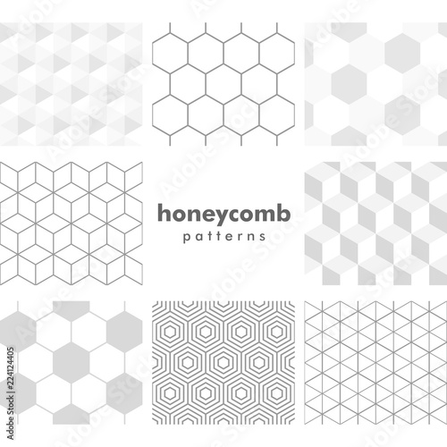 Set of grayscale honeycomb patterns