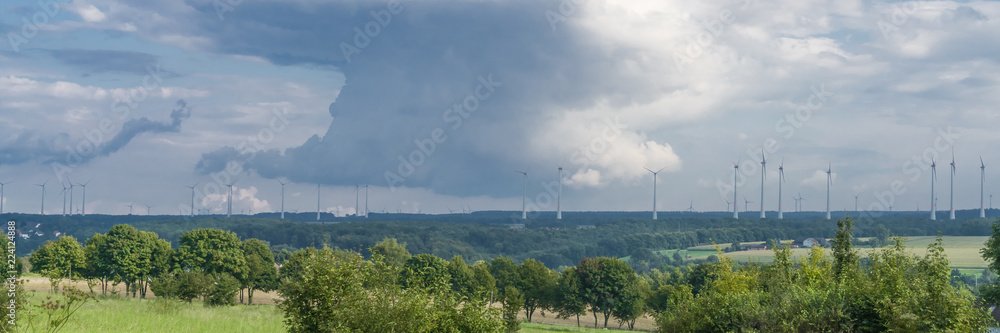 Landscape in Germany with many wind turbines, panorama Landscape in Germany with many wind turbines, panorama