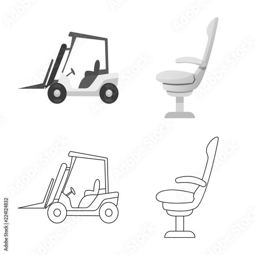 Vector illustration of airport and airplane symbol. Set of airport and plane stock symbol for web.