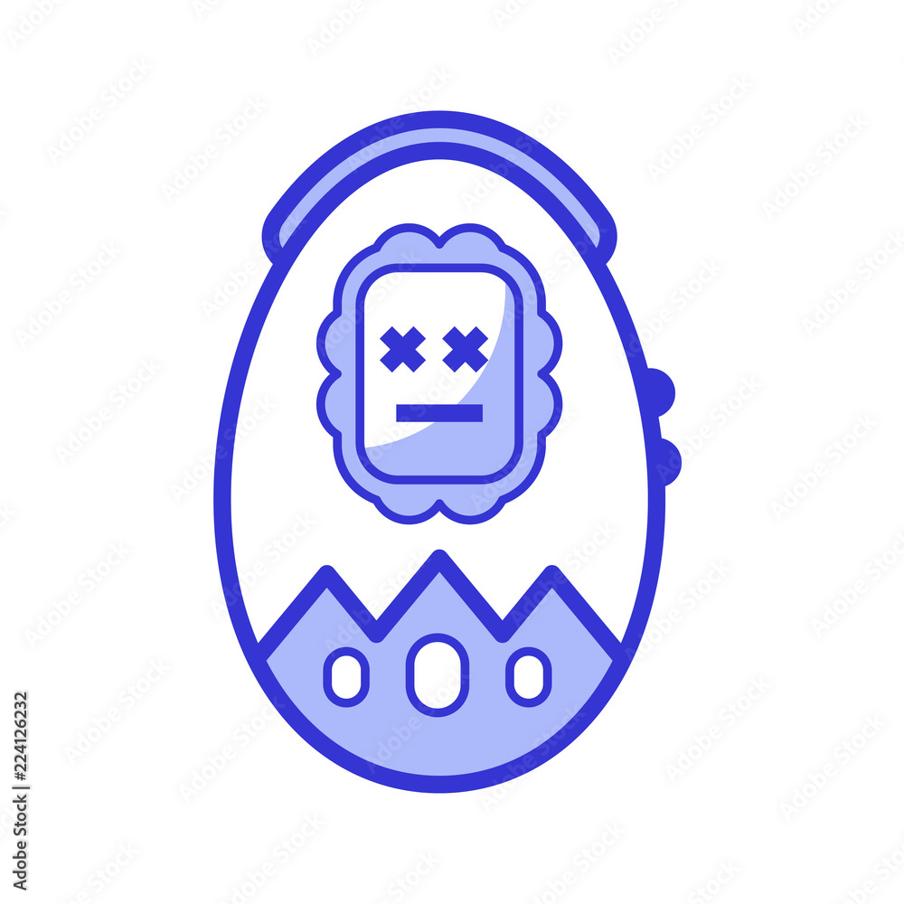 Pet simulator old style pocket game. Virtual animals japanese toy icon. Retro kids entertainment device from 90s in line art. Pet simulator old style pocket game. Virtual animals japanese toy icon. Retro kids entertainment device from 90s in line art.