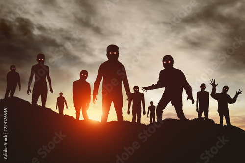 Group of zombies silhouette photo
