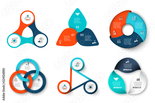 Vector cycle infographic. Template for diagram, graph, presentation and round chart. Business concept with 3 options, parts, steps or processes. Data visualization.