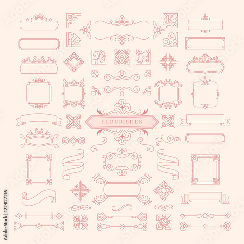 Collection of vintage ornament frame illustration