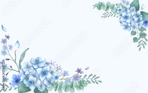 Blue themed greeting card with florals