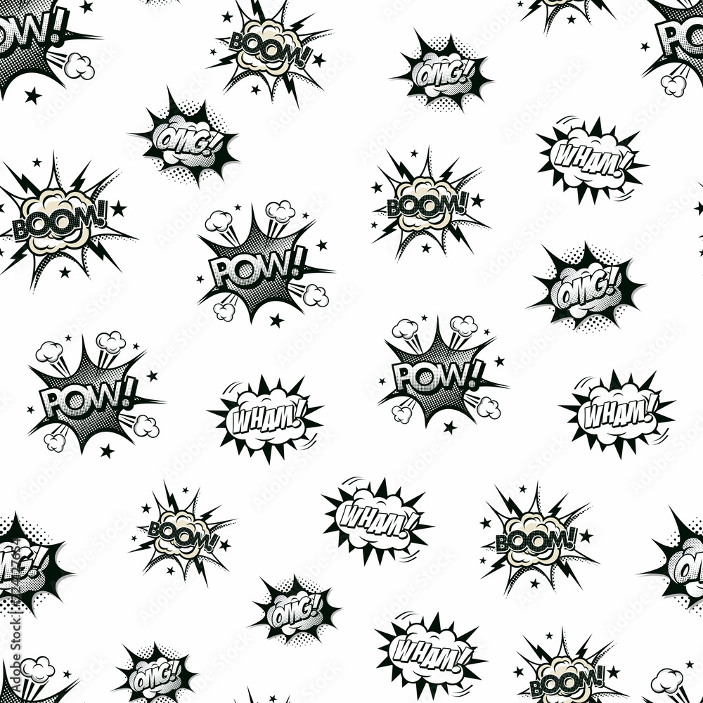 Vector art of comic book pattern. Black and white. Vector art of comic book pattern. Black and white.