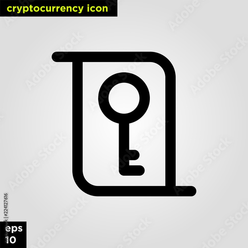 Cryptocurrency icon sertificate set line version. Modern computer network technology sign and symbol