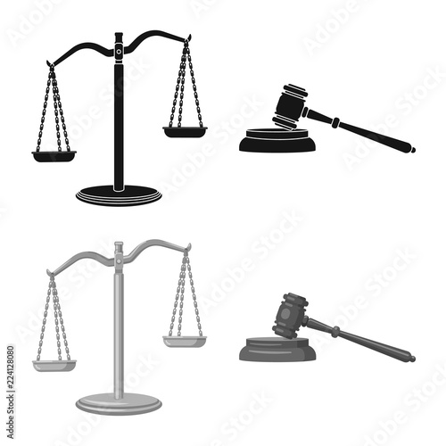 Vector illustration of law and lawyer symbol. Collection of law and justice vector icon for stock.