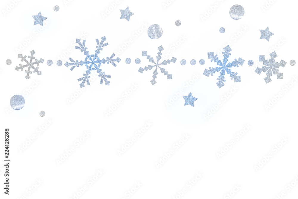 Snowflake bunting paper cut on white background - isolated Snowflake bunting paper cut on white background - isolated