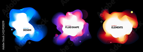 Set of liquid color abstract geometric shapes. Fluid gradient elements for minimal banner, logo, social post. Futuristic trendy dynamic elements. Abstract background. Eps10 vector.