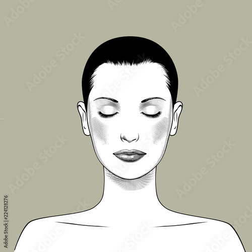 Female face with closed eyes