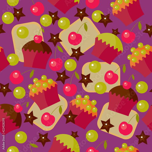 Vector sweet seamless pattern, background for design.