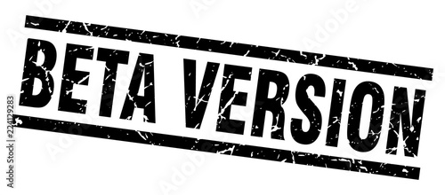 square grunge black beta version stamp