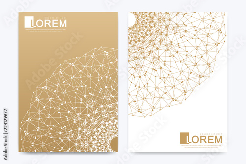 Modern vector template for brochure leaflet flyer cover catalog magazine banner annual report in A4 size. Business, science and technology design book layout. Presentation with golden mandala