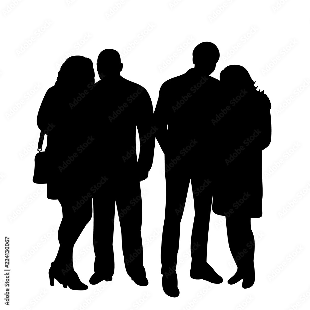 vector, isolated silhouette people, group