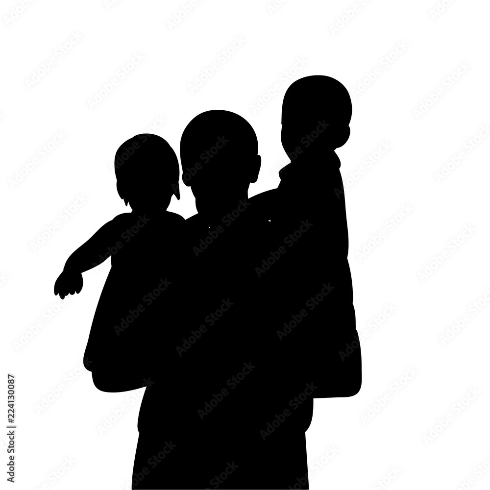  silhouette portrait father and child