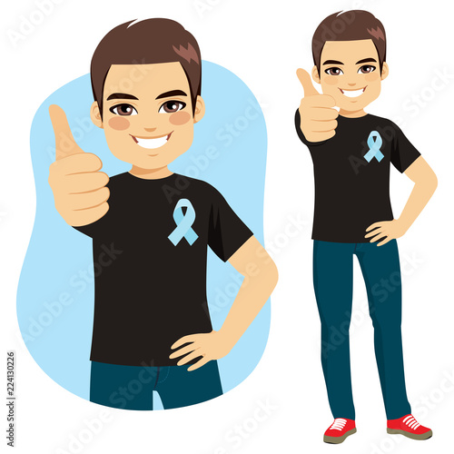 Young happy man with blue r...