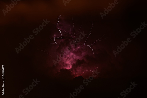Storm - thunderbolt with flash in Pyrenees, Spain