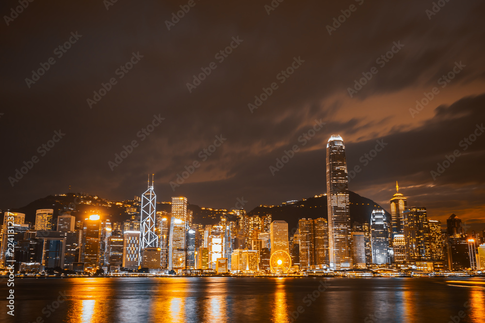 Beautiful architecture building cityscape in hong kong city