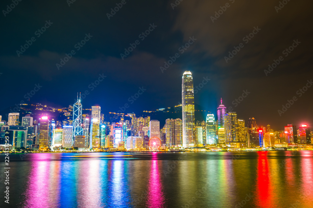 Obraz premium Beautiful architecture building cityscape in hong kong city