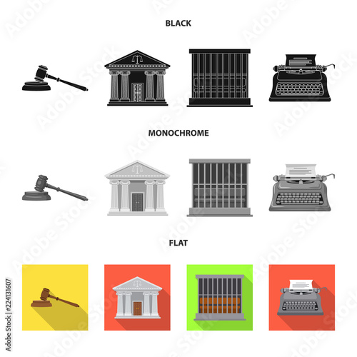 Isolated object of law and lawyer logo. Collection of law and justice vector icon for stock.