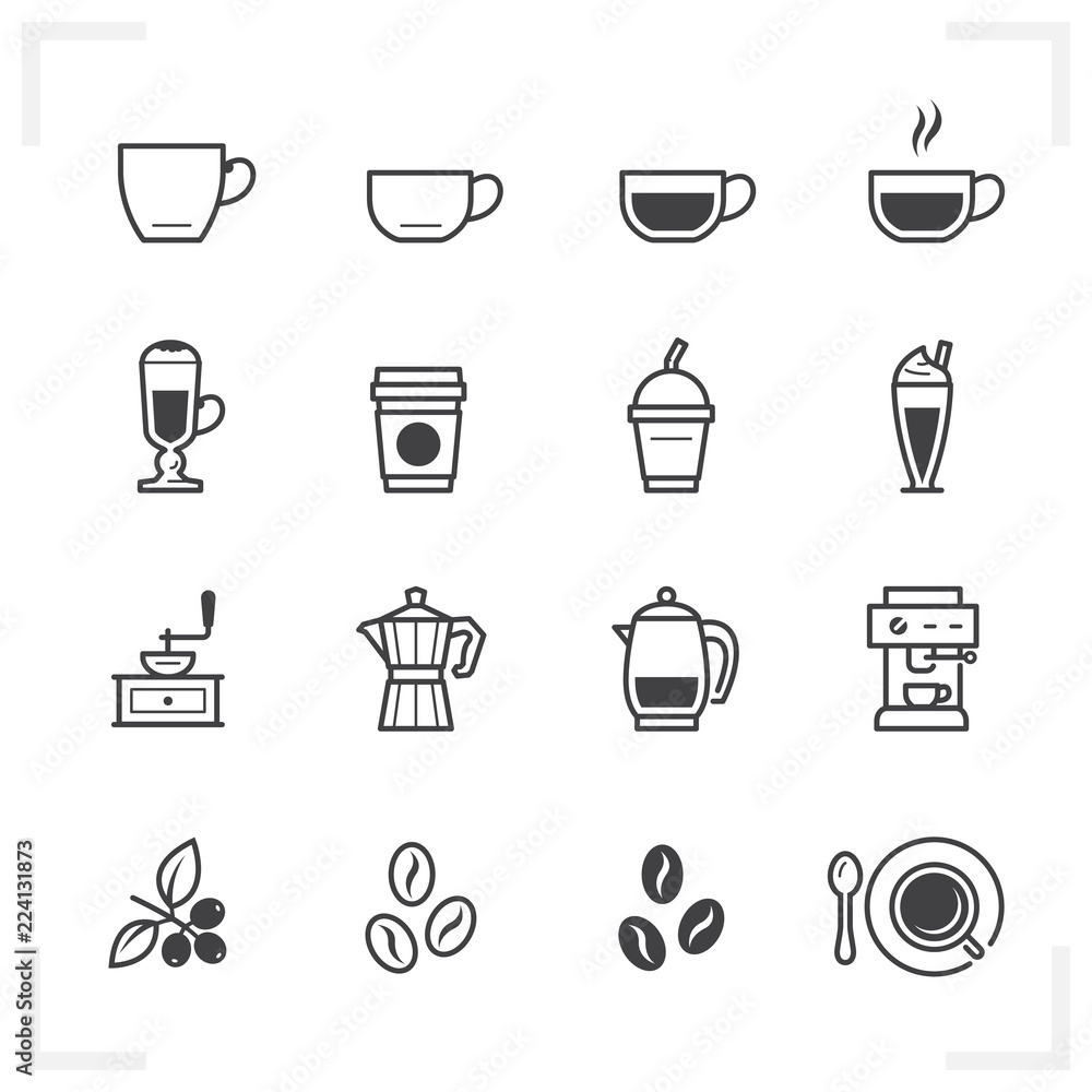 Coffee icons with White Background 
